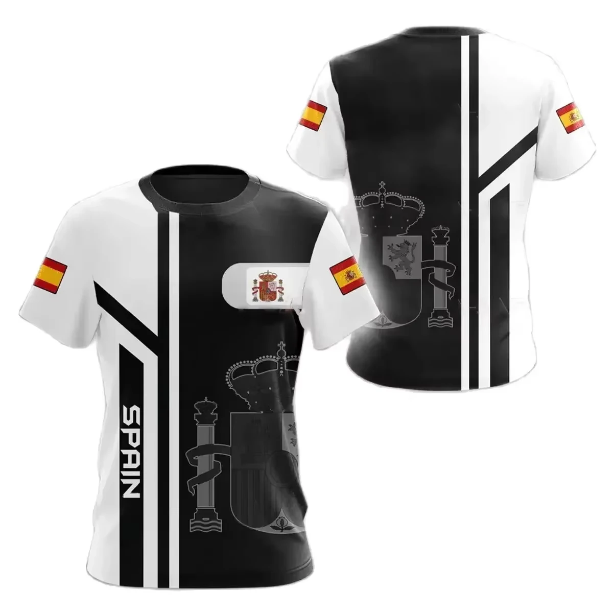 2025 الصيف الاسبانية شعار ثلاثية الأبعاد مطبوعة تي شيرت رجالي الجولة الرقبة ملابس بأكمام قصيرة ملابس رائعة فضفاضة قميص رجالي #2