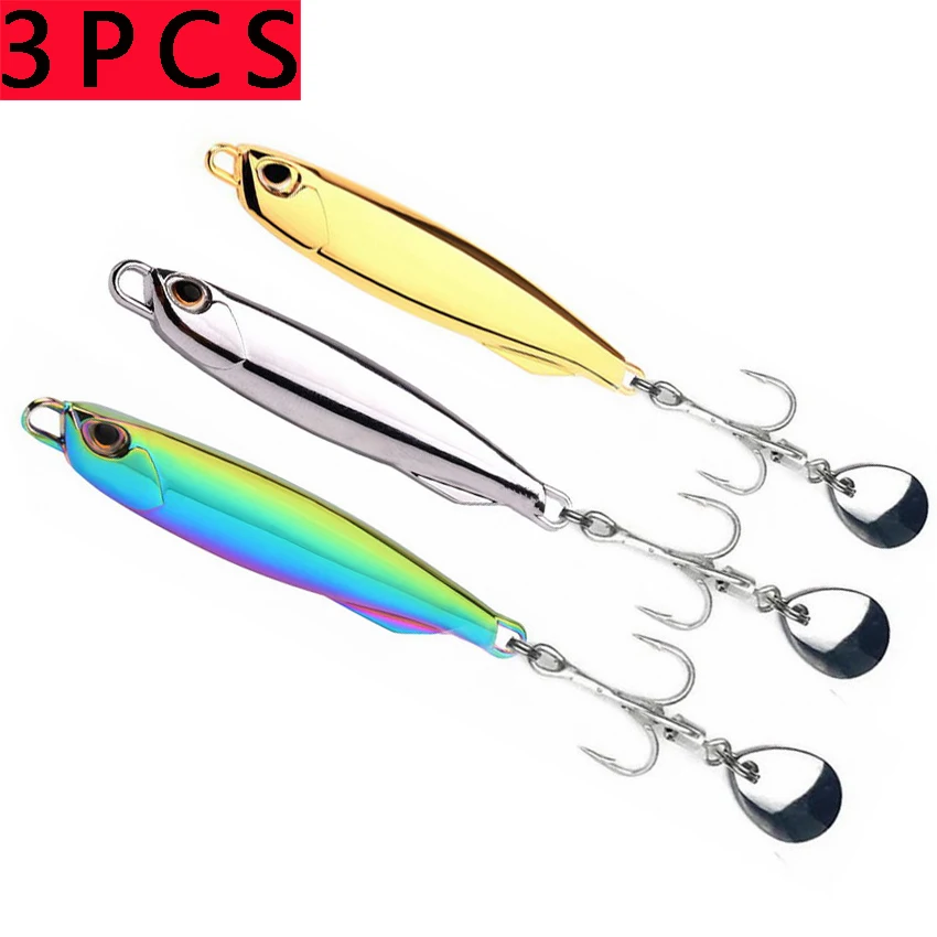 3PC Fishing Lure Metal Cast Jig Rotating Spoon 40g30g20g Shore Casting Jigging Fish Sea Bass Fishing Lure Artificial Bait Tackle