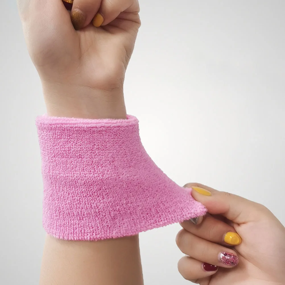 

4 Pcs Sweatbands Polyester Wristbands Breast Awareness Breathable Fitness Running Cycling Guards for Gym Basketball
