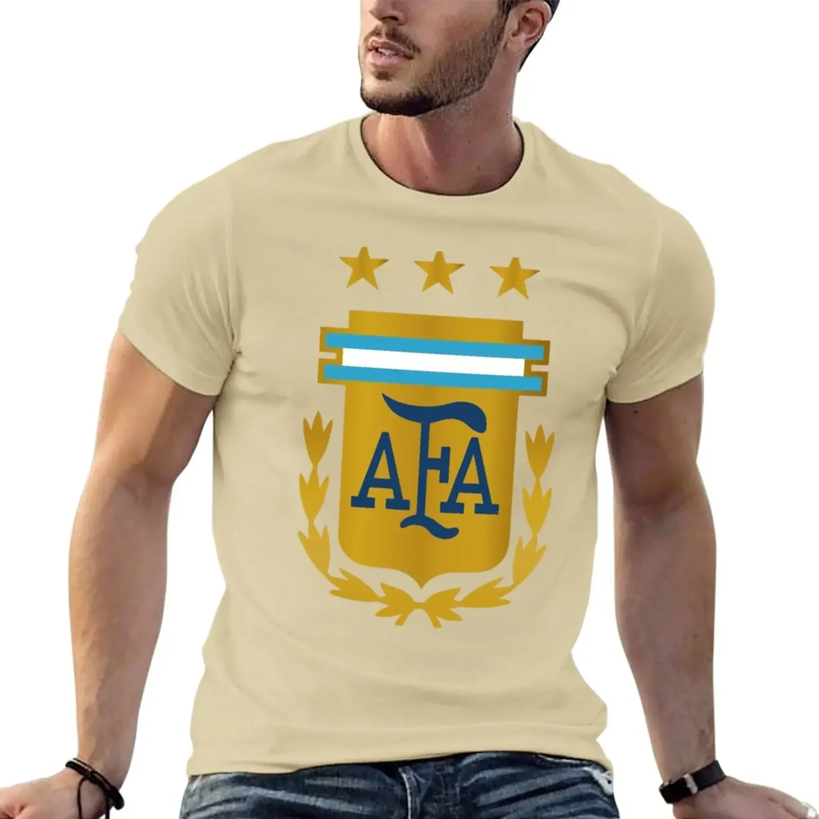 Argentina National Emblem 3D printed T-shirt, men\'s casual fashion simple lightweight breathable quick drying top, Asian size