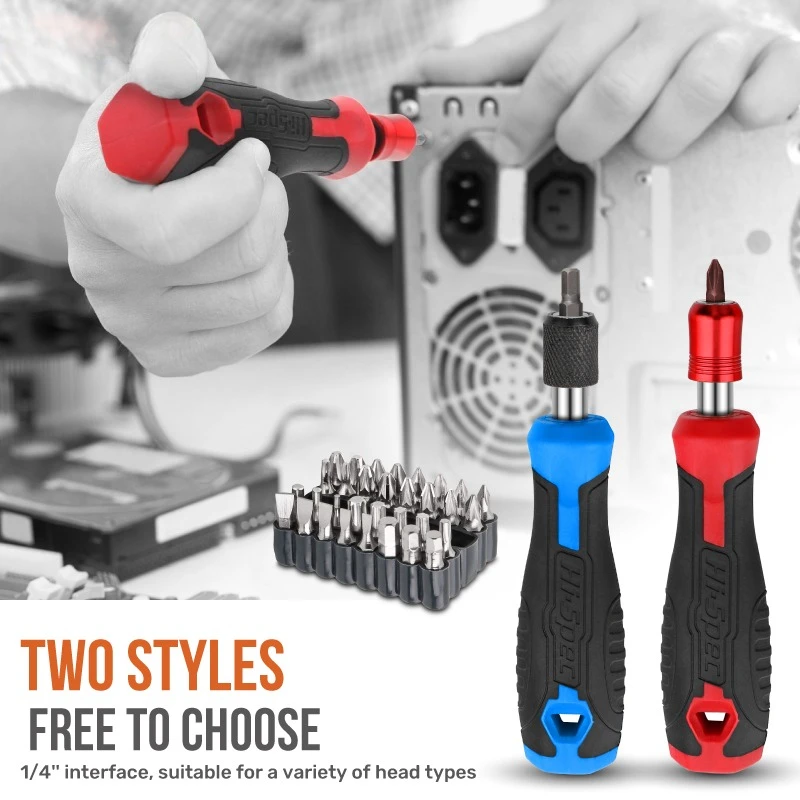 

34Pcs Screwdriver Bit Set 1/4'' (6.35mm) Hex Self-locking Screwdriver Head Holder Handle Slotted Hex Torx Phillips Bits