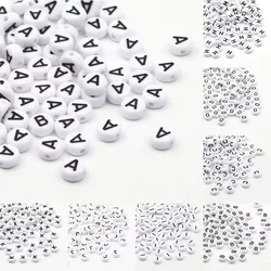 100-500PCS A-Z 26 Letter Beads Acrylic Round Loose Spacer White Alphabet Beads for Jewelry Making Diy Bracelet Accessories