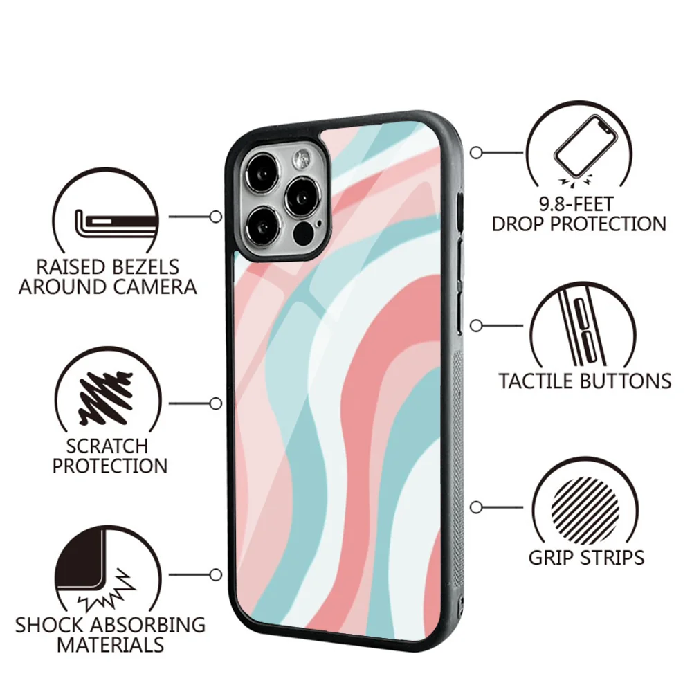 Abstract Swirl Pattern Phone Case For IPhone 16 16pro 16plus 16promax Pro Plus Max Mirror Acrylic PC TPU Cover