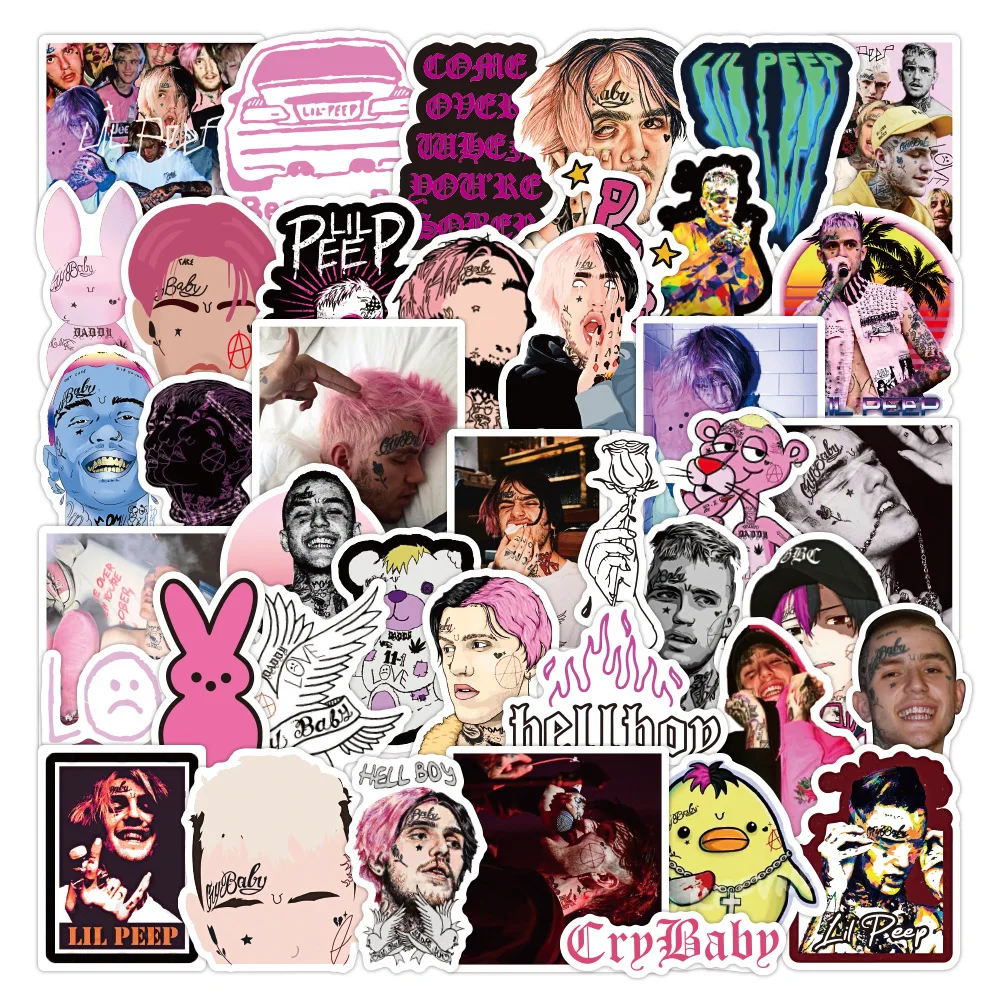 

50PCS New KPOP Stickers Lil Peep Hip Hop Rap Singer Scooter Water Cup Luggage iPap Graffiti Stickers Festival Gift