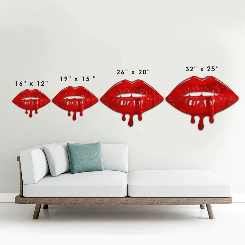 Imagem -06 - Espelhado Derretimento Lábios Wall Art Decor Sinal Acrílico do Negócio Beijo Logotipo Meninas Quarto Estética Decoração Sinalização de Salão de Beleza 3d