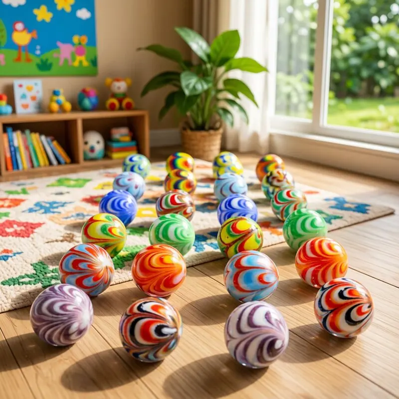 24Pcs 16MM Custom Rare Murano Glass Marbles Ball Craft Ornament Game Pinball Toys Creative Festival Xmas New Year Birthday Gifts