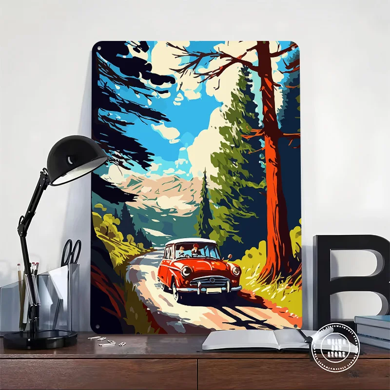 Sports Car Tin Poster Customized Retro Wall Art Vintage Metal Signs for Garage Decoration Bedroom Home Decor Man Cave Coffee Bar