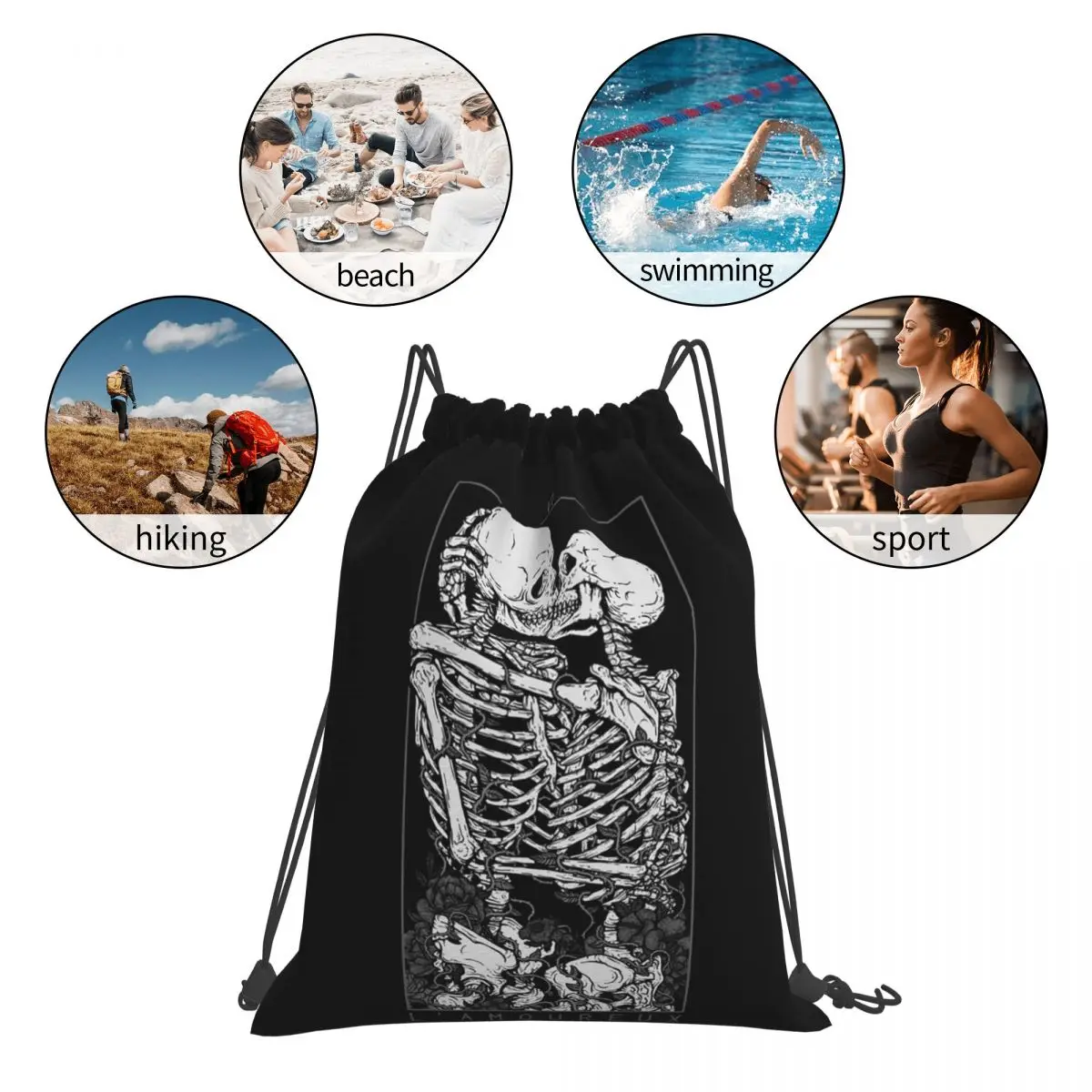 The Lovers Backpacks Casual Portable Drawstring Bundle Pocket Shoes Bag Book Bags For Man Woman School