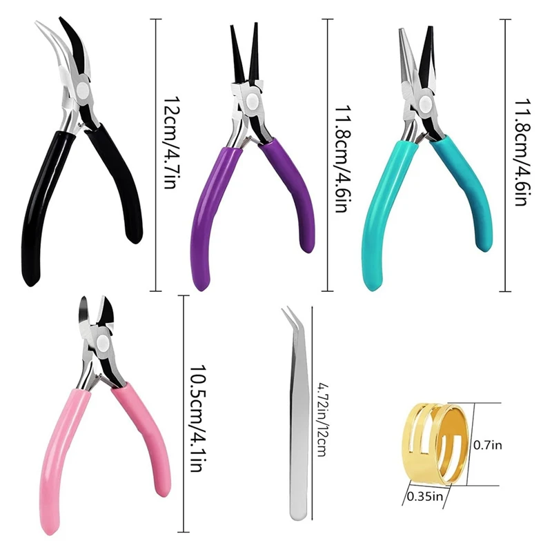 Jewelry Pliers Set Includes Needle Nose Pliers Round Nose Pliers Bent Nose Pliers Wire Cutter