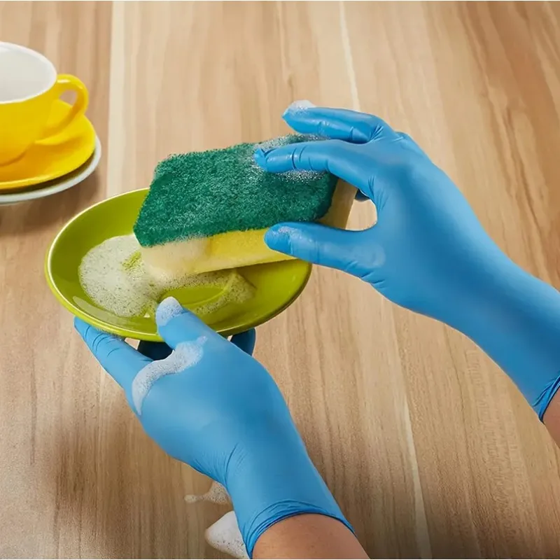 20PCS Blue Nitrile Gloves for Kitchen Cleaning Car Repair Tattoo Gloves Dishwashing Gloves Waterproof Powder-Free