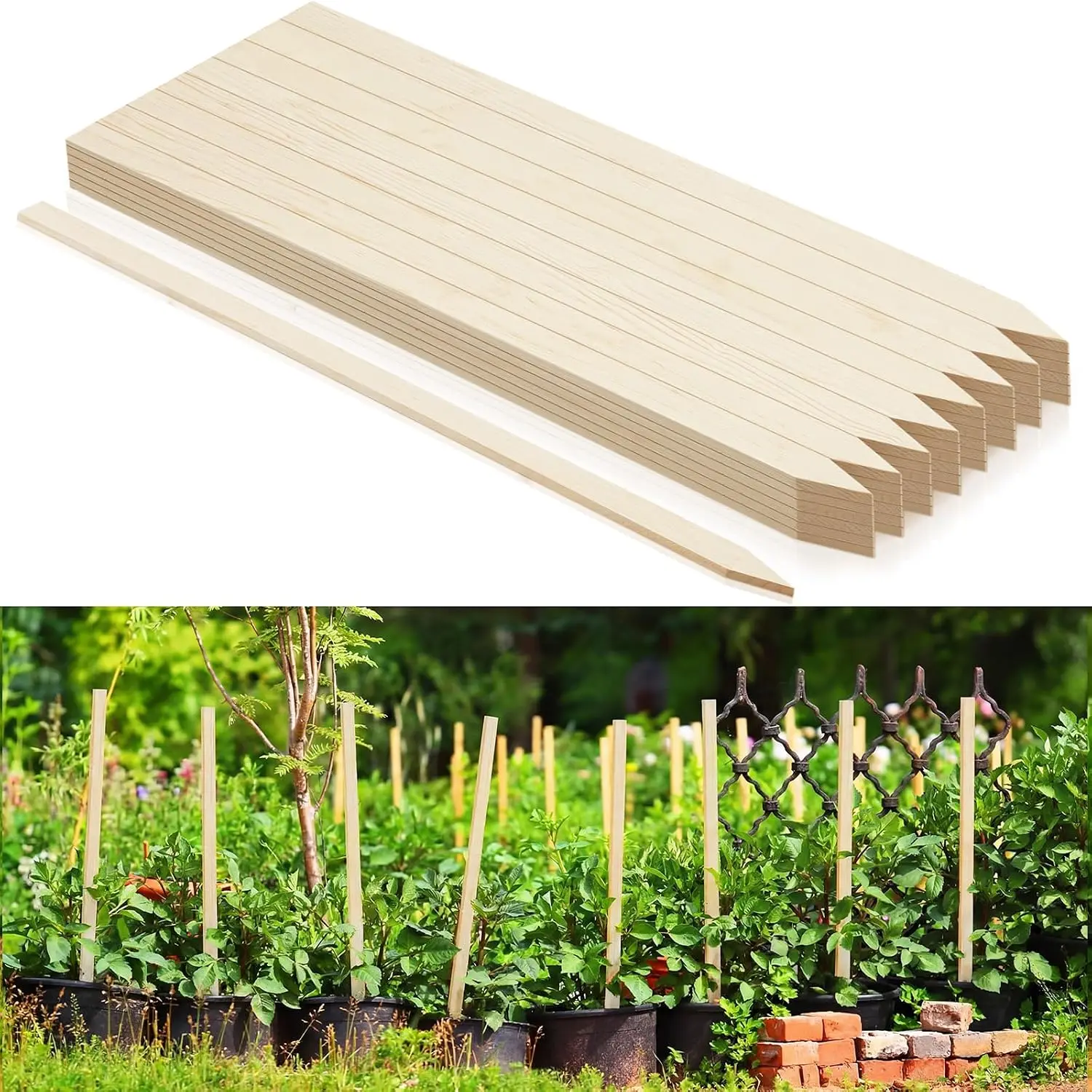 48 Pieces Wooden Garden Stakes 36 Inch Grade and Survey Stakes Wooden Garden and Sign Posts for Plant Support Silt Fence Yard Fa