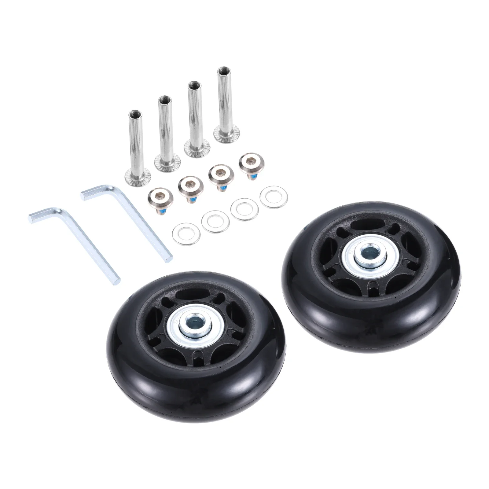 2 Set Black Luggage Suitcase Wheel with Axles Wrench Bearings Repair Kit Rubber Swivel Wheel Trolley Casters Bag Case Repair Set