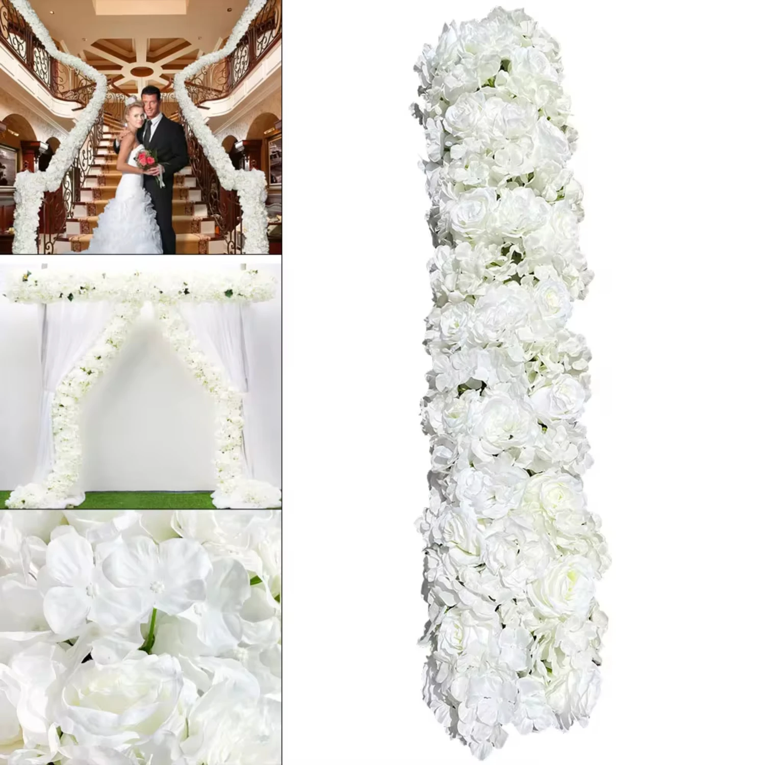 100cm Artificial Flower Row White Flower Row  Wedding Bouquet Party Decoration Background Decor