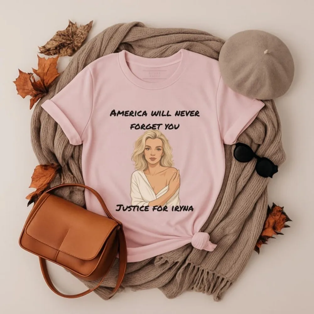 العدالة لـ Iryna Zarutska التي شيرت أمريكا لن ننسى أبدًا تي شيرت ولاية كارولينا الشمالية ملابس الحروف النسائية البلوز #3