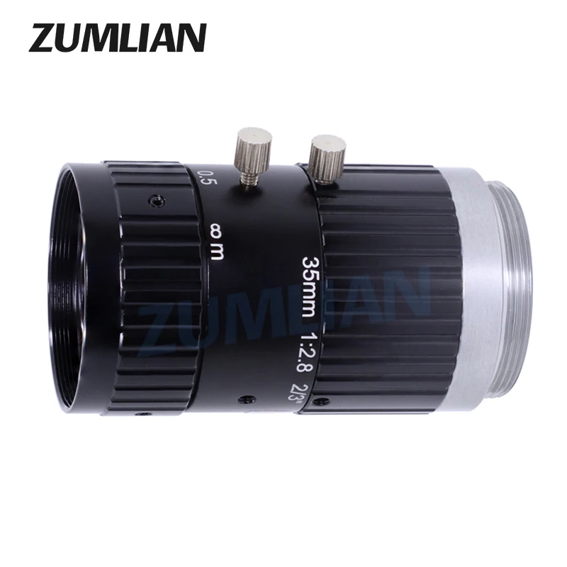 C-Mount 35mm Lens High Resolution FA Lens 10MP Machine Vision Lens 2/3"F2.8 Manual Focus Industrial Camera Manual Iris CCTV Lens
