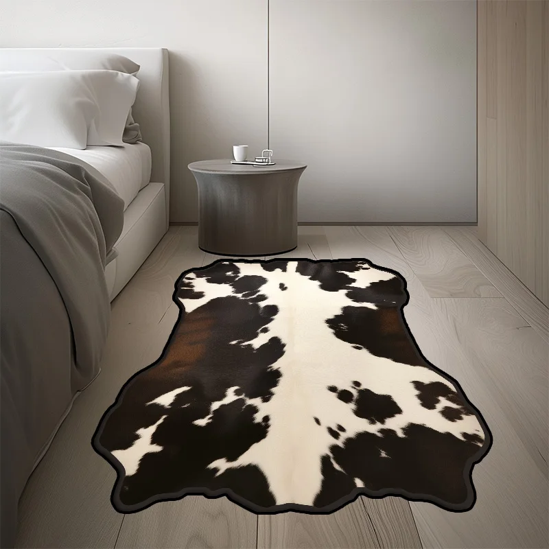 Cow Style Irregular Carpet for Rooms Large Size Bedroom Non-slip Bedside Rugs Living Room Decor Washable Floor Mats Customizable