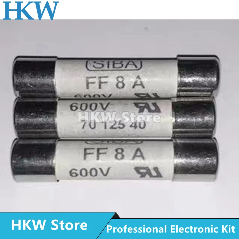 10pcs/lot SIBA FF8A 600V 7012540 6.3*32mm Fast Blow Tube Fuses FF2.5A 3.15A 4A 5A 6.3A 8A FF10A FF16A 20A 25A Ceramic Fusible