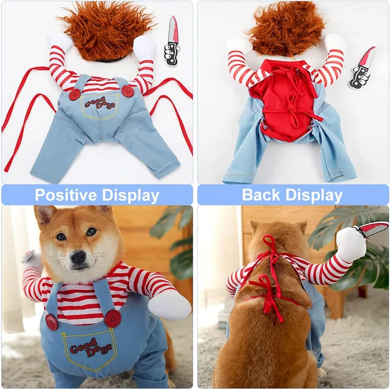 Pet Deadly Doll Dog Clothing Chucky Dog Cosplay Funny Party Costume Halloween Christmas Dog Clothes for Small Medium Large Dogs