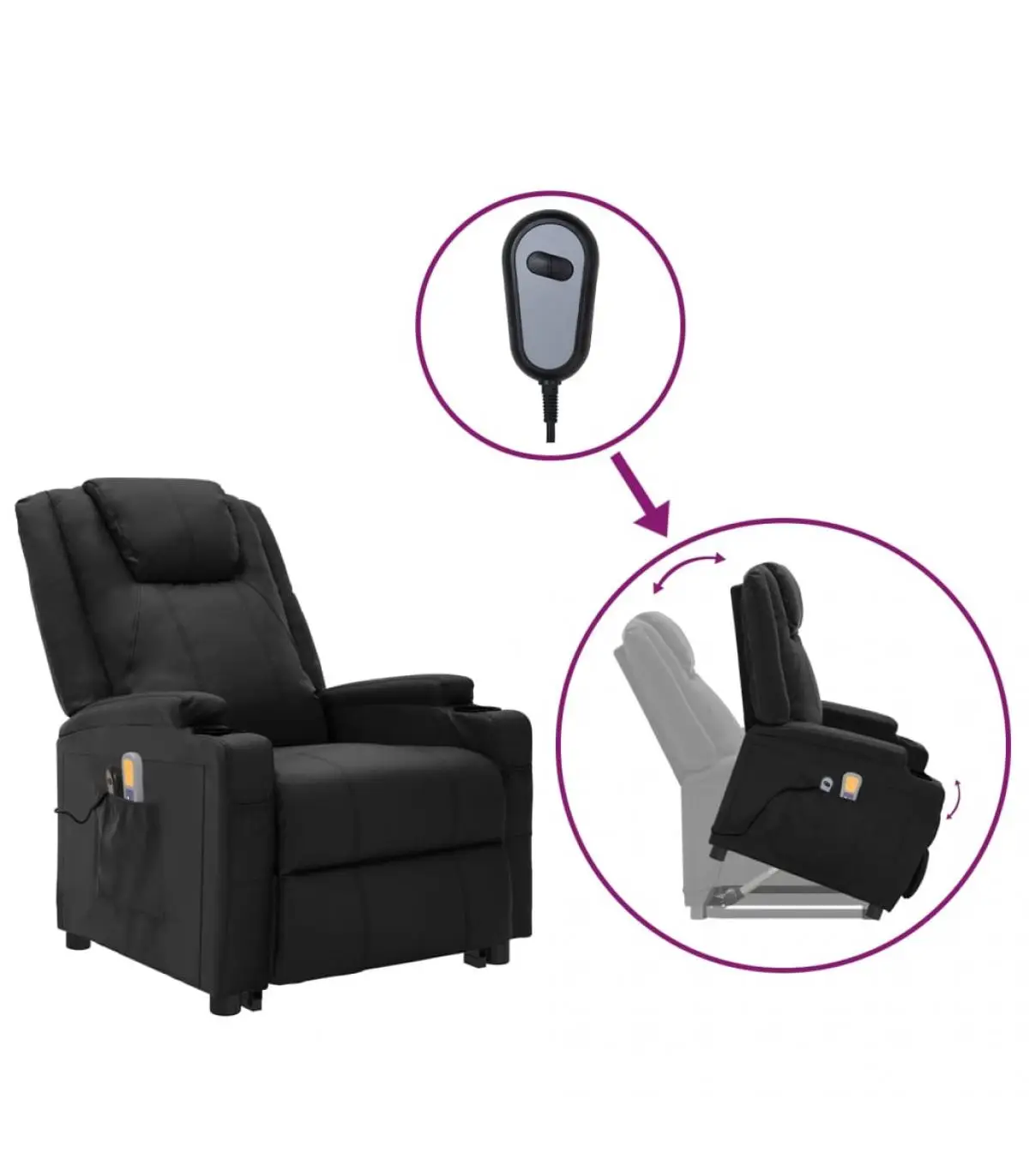 Electric massage chairs recliner massage lift people black synthetic leather