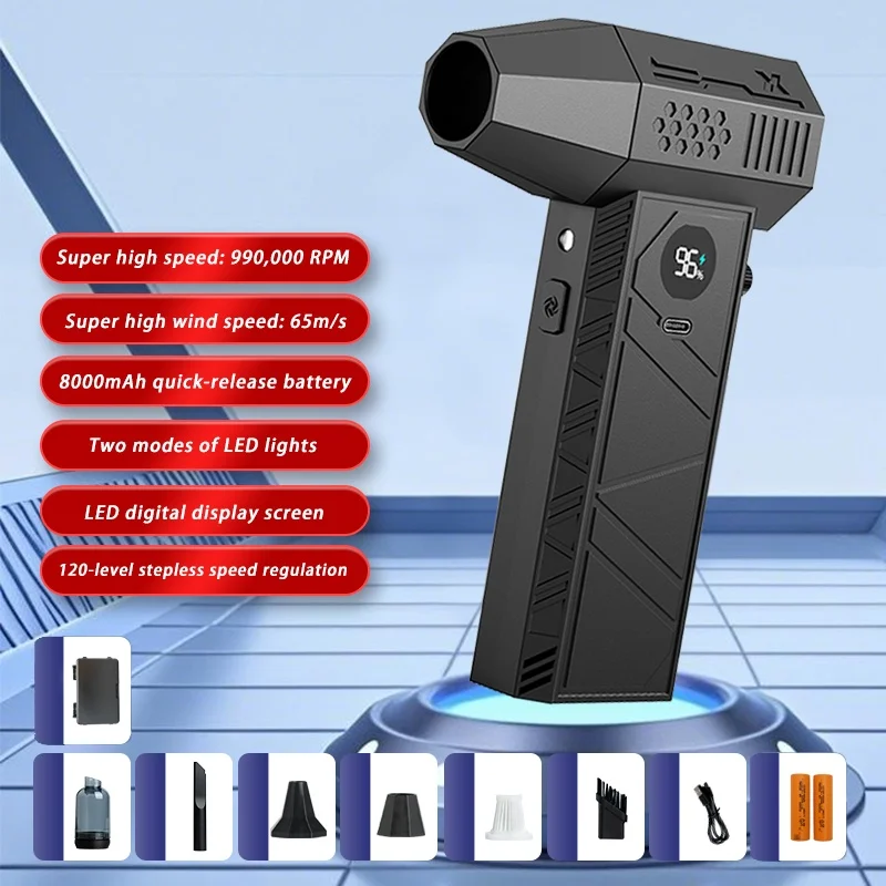 990000 RPM Electric Air Blower Turbo Jet Fan Brushless Motor High-Speed Turbo Violent Fan USB Rechargeable Powerful Dust Blower