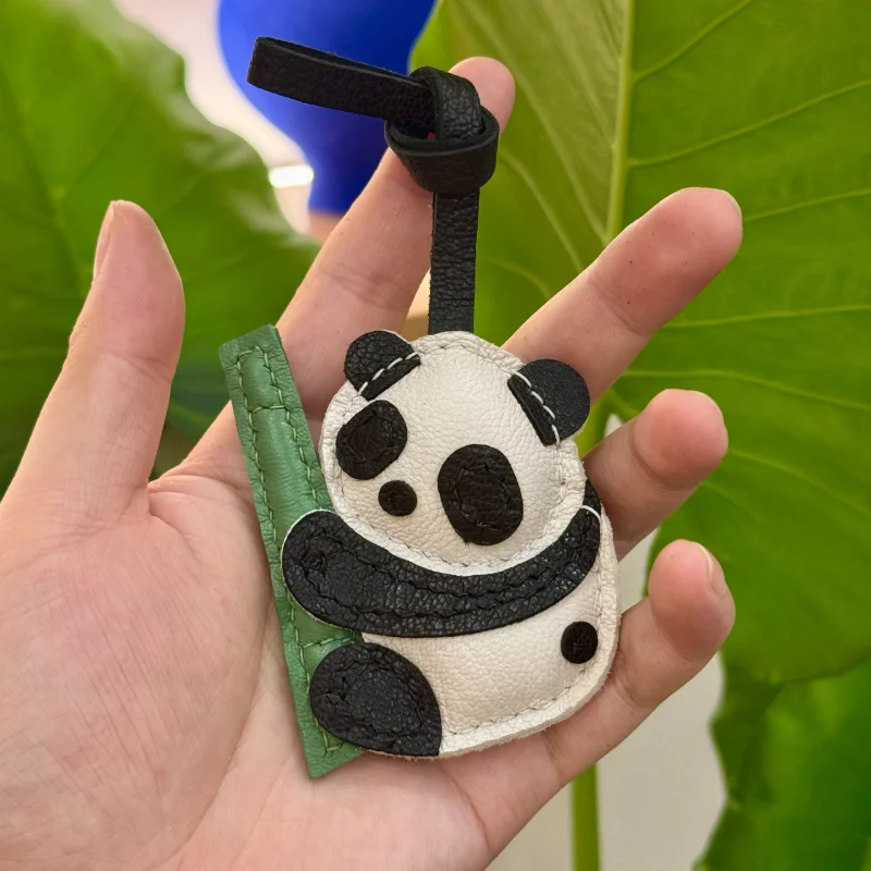 

Кожаный брелок с пандой, сумка с подвеской, подвеска для мобильного телефона, сумка с подвеской в виде панды, аксессуары из козьей кожи