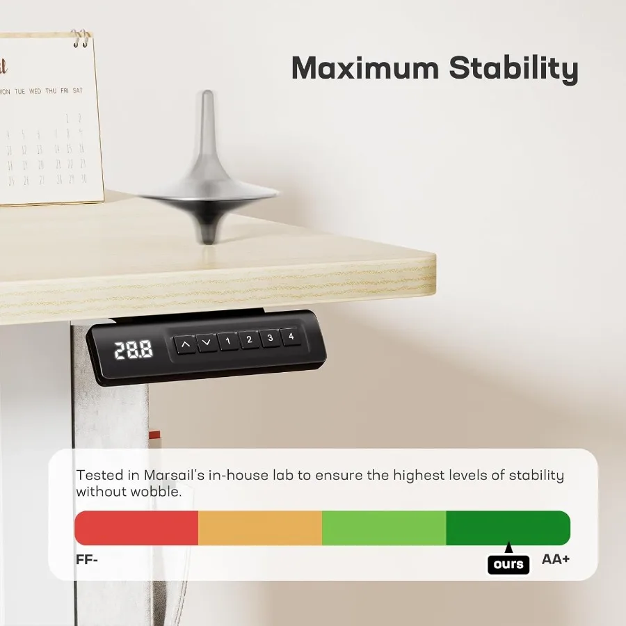 Mesa elétrica de pé 48x24 com armazenamento de predefinições de memória de altura ajustável e gerenciamento de cabos para escritório doméstico e jogos
