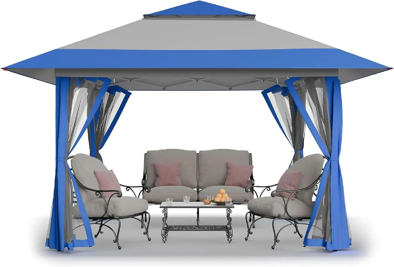 

13x13 Pop Up Gazebo, Gazebos on Clearance - Outdoor Gazebo for Backyard & Patio Furniture -Go Cover Bag (Blue & Grey)