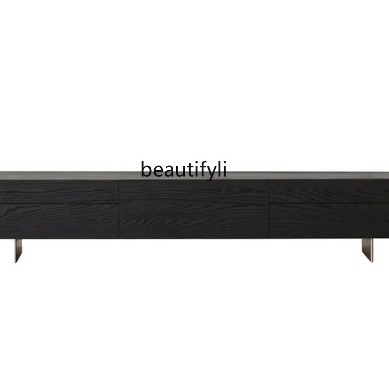 Q181  Nordic Pure Solid Wood TV Cabinet Simple Living Room Side Cabinet Background Wall Floor Storage Storage Cabinet Grille