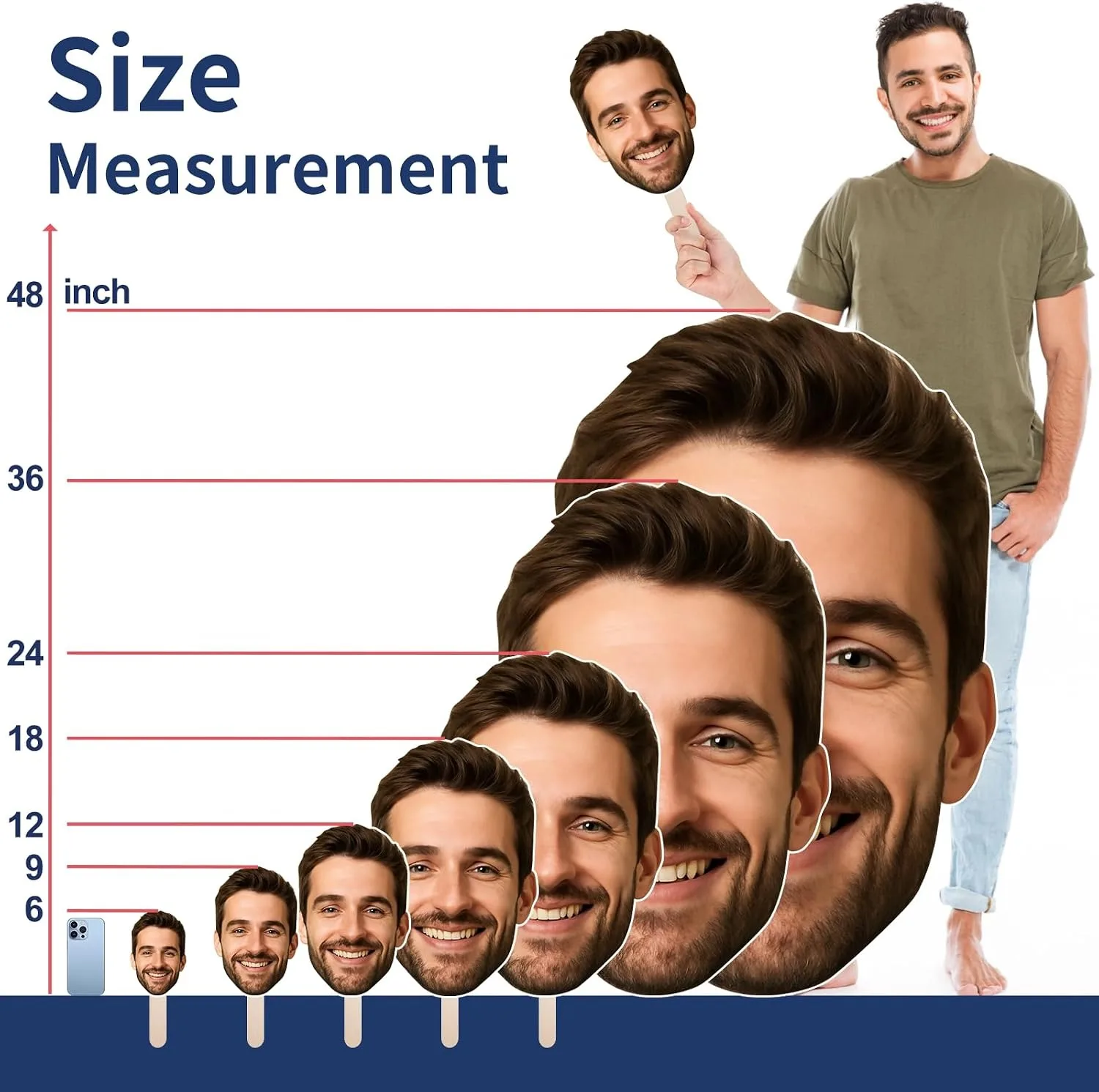 Custom Face Photo Hand Fan Personalized Cutout Head Picture Handheld Fan Bachelorette Birthday Party Photo Prop Custom Face Fan