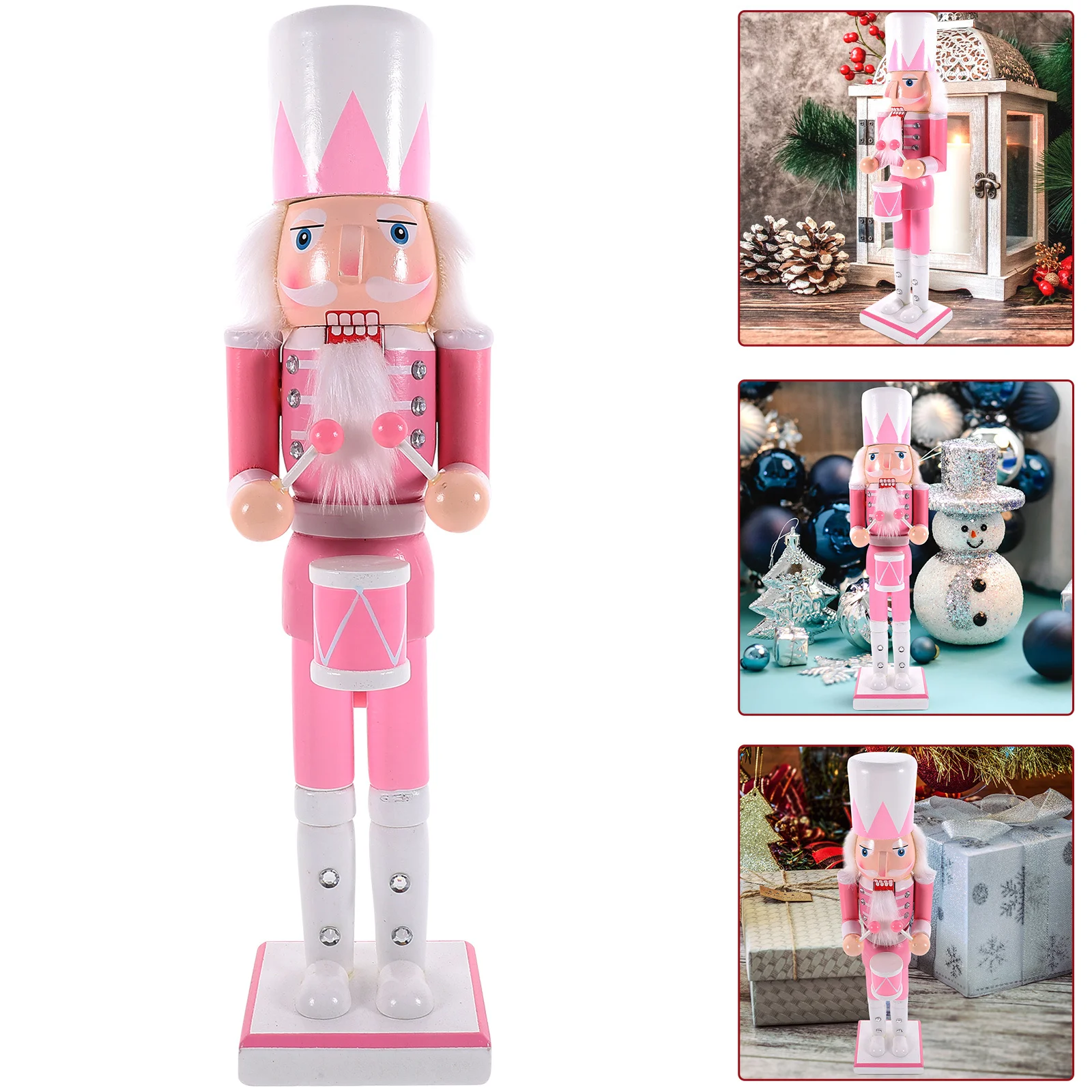 

Creative Wooden Nutcracker Puppet Christmas Decor Hand Painted Detail for Bedroom Living Room Tabletop Holiday Theme Decoration