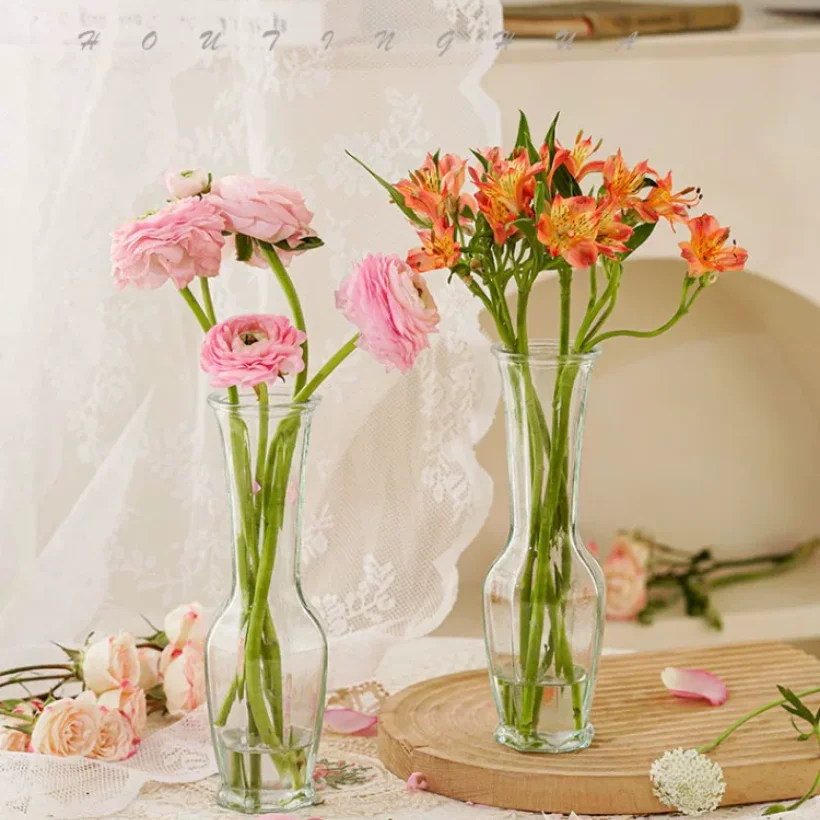 2Pcs/Glass Cylinder Vase, Clear Small Flower Vase, Home Decoration Vase, Party Decoration Vase, Suitable for Wedding