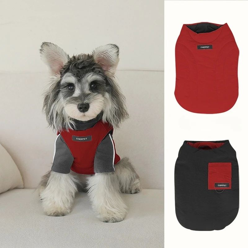 Reversible Contrast‑Color Small Pet Cotton Vest Thick Warm Double‑Sided Coat for Dogs Cats Autumn Winter Pet Apparel for Teddy