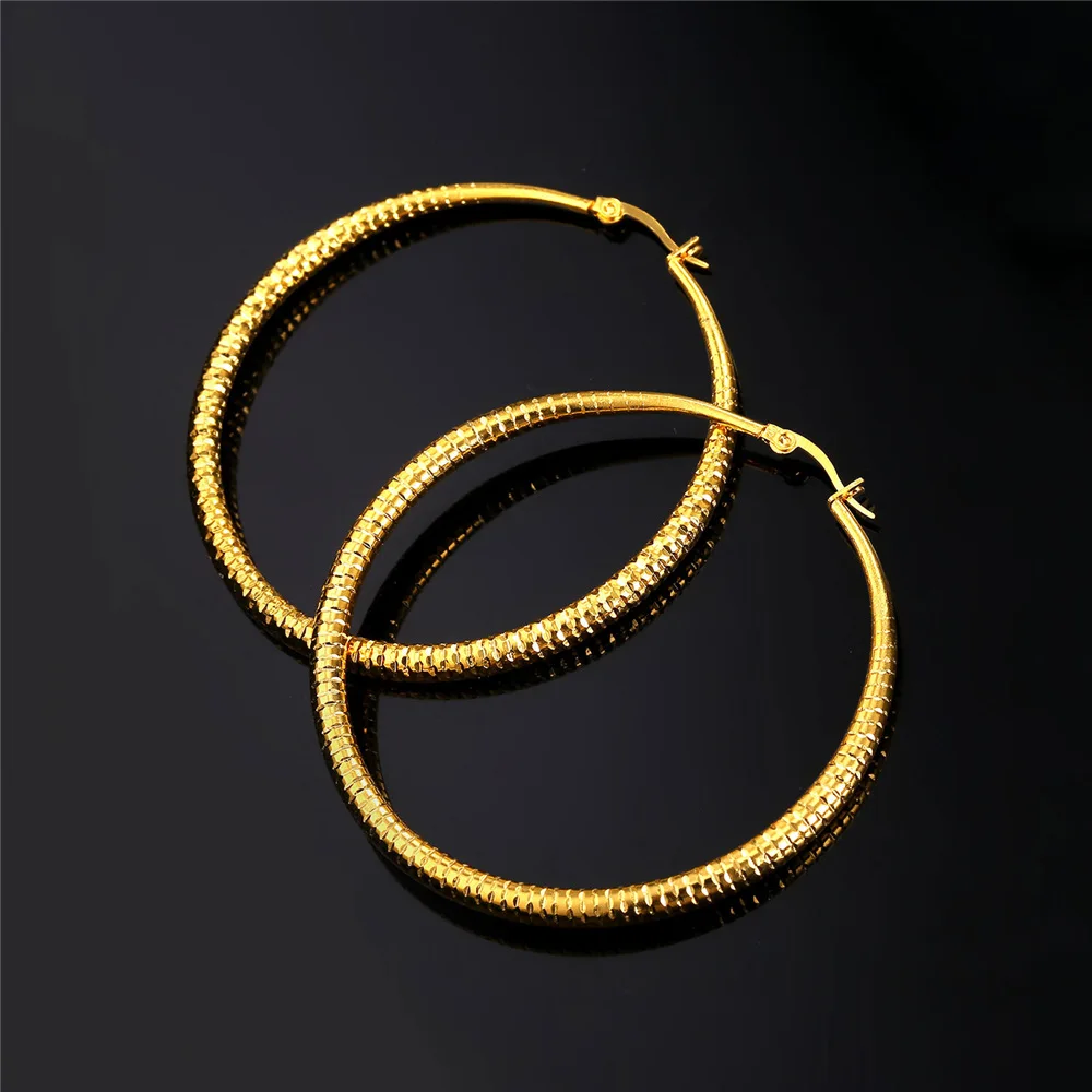 ChainsPro Big Hoop Earrings for Women Malleolar Stria Hammer Pattern Hyperbole Jewelry E147 QC24