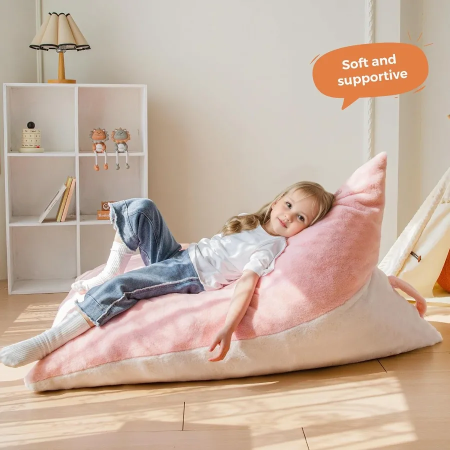 Fotel pufa wypełniony pianką o wysokiej gęstości dla chłopców i dziewcząt, dwukolorowy design, idealny fotel dla dzieci do grania i relaksu.