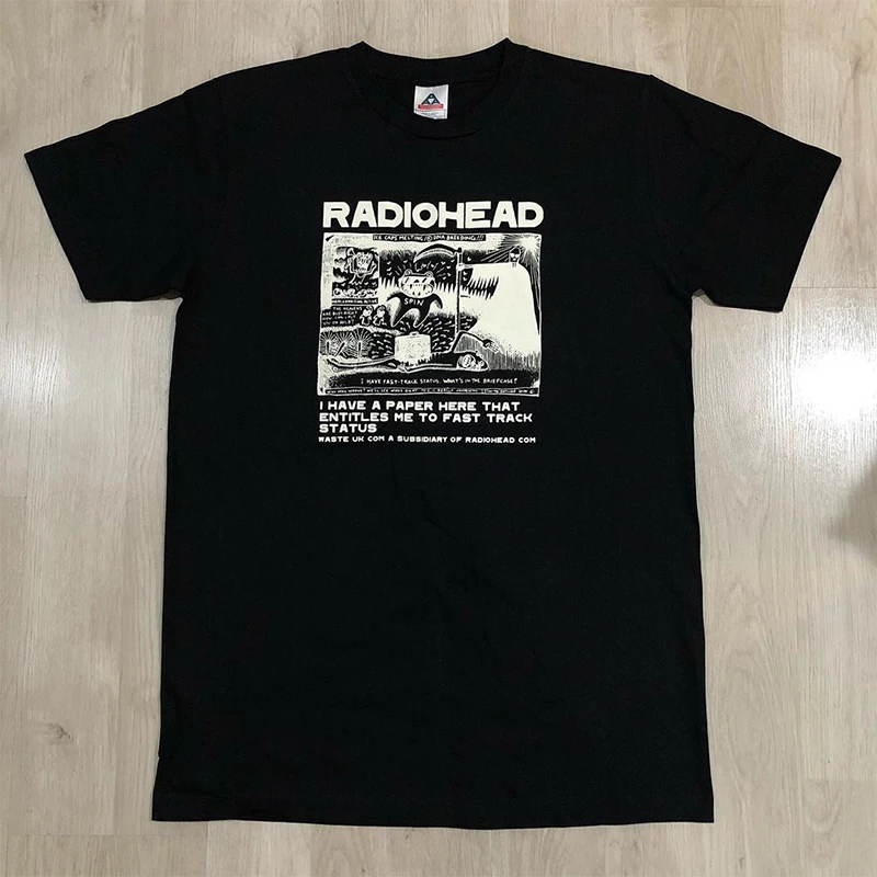 

2024 Men Women UK RadioHead Rock Band Vintage High Street Wash Short Sleeve Fashion Cool T-shirt Streetwear