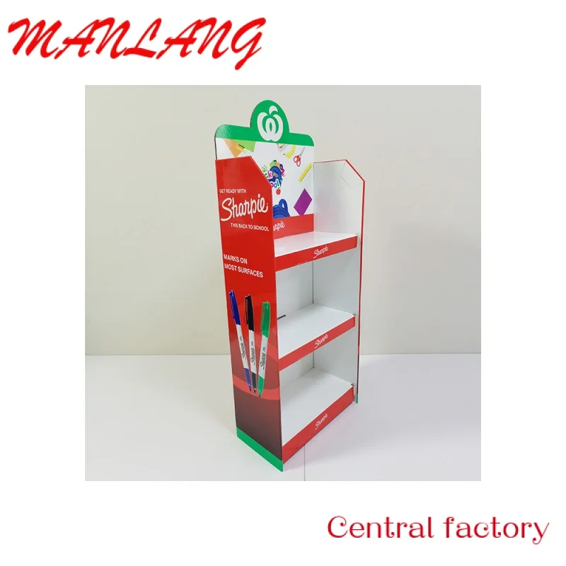 CustomEasy Assembly Supermarket Candy  Flat Packed Cardboard Floor Display Stand Paper Shelf Display