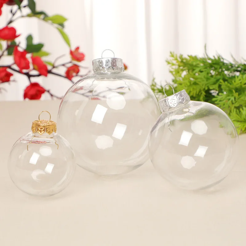 1-12Pcs Clear Seamless Plastic Hollow Ball Shatterproof Xmas Tree Decorations for DIY Crafts/Gift Wrapping/Home and Mall Display