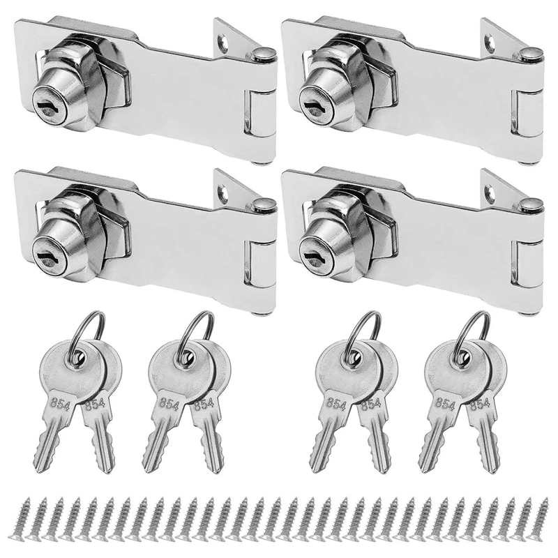 

Keyed Locking Hasp Latch Keys Screw For Small Doors Drawer Cabinets And Plated Hasp Lock With Keys