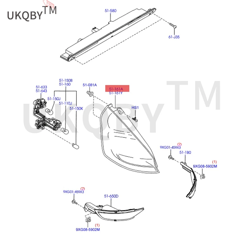 ใช้ได้กับ Ca RN IV Al 09-12 2กล่องไฟท้ายด้านนอก R DK5151170A