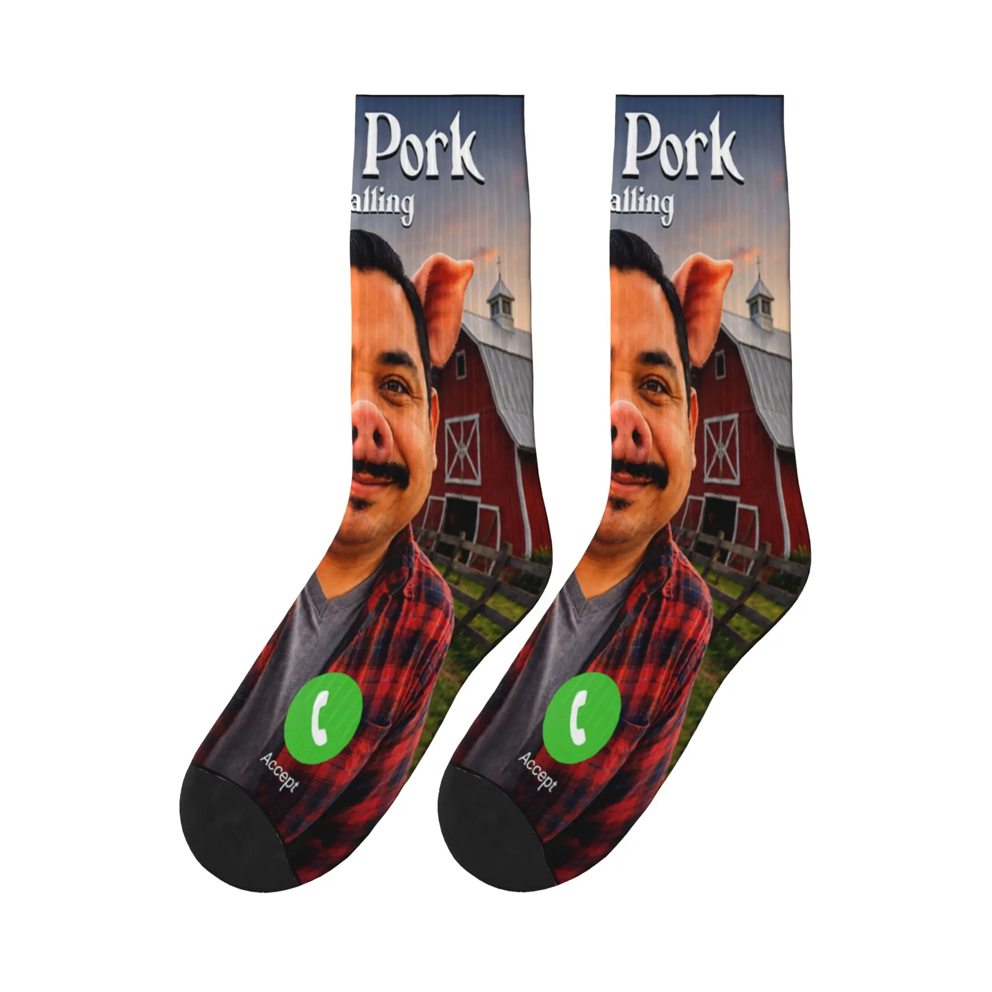Men Socks Juan Pork is Calling Meme Funny  Stockings Winter Gothic Medium Soft Socks Graphic Climbing Non Slip Socks