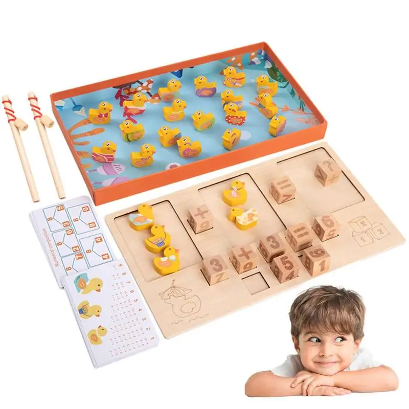 Jeu de pêche magnétique en bois pour enfants, jeu de poisson, document de jouets, héros animaux, plusieurs façons de jouer, œil à la main