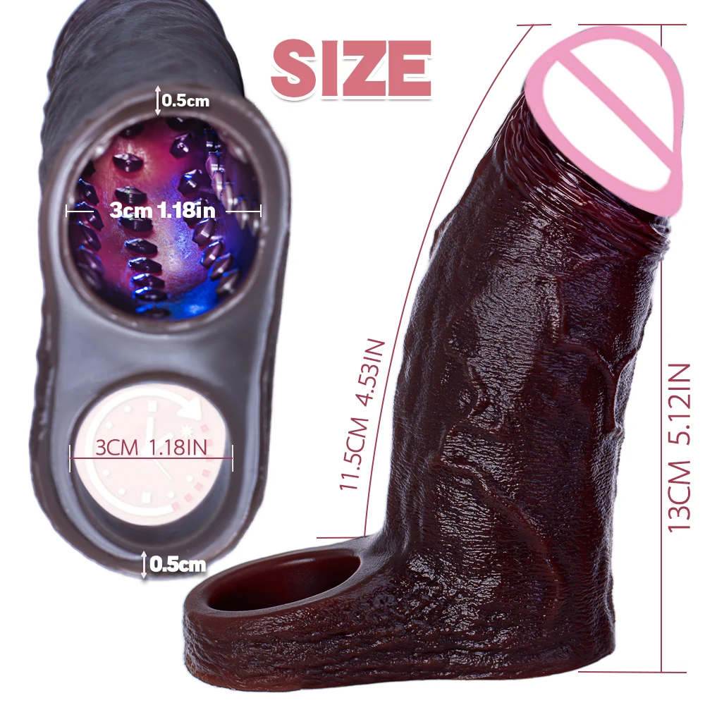 Small Penis Ring Realistic Silicone Penis Sleeve Extension With Dick Cock Ring Massager Enlarger Sheath for Men Adult Sex Toy view 6