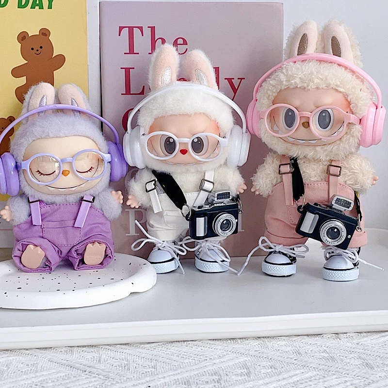 

Labubu Trendy Outfit & Accessory Set Headphones Glasses & Camera Decor For 1st - 3rd Gen 15/17cm Dolls