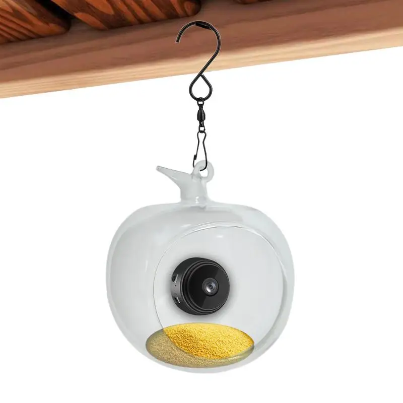 

Bird Feeder Camera Apple Shape Backyard Garden Bird Watching Auto Capture Birds And Notify Feeder WiFi Live Streaming Instant