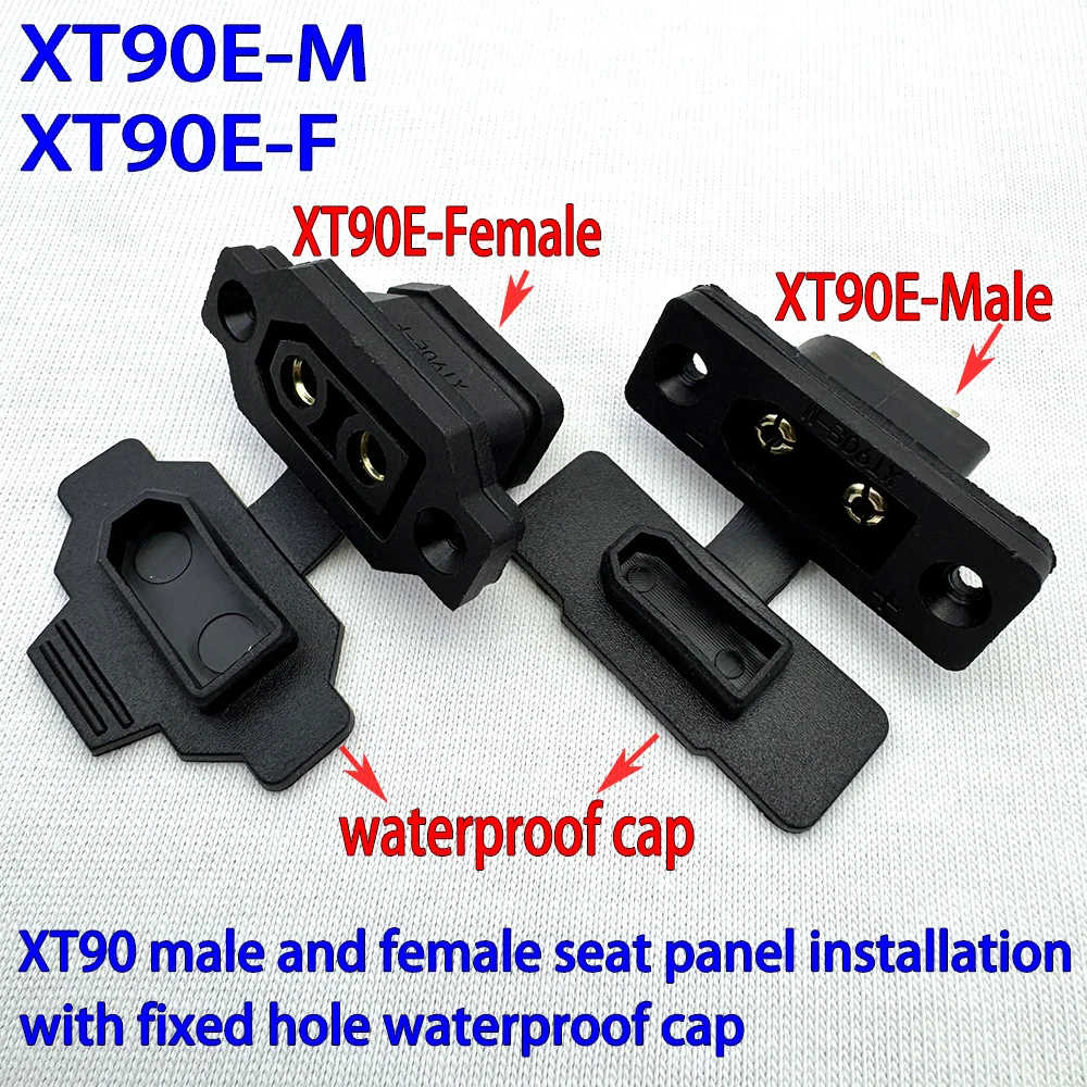 XT90E-M/F Charging Port Plug XT90 Male/Female Gold-plated Connector with Fixed Hole Waterproof Cap for ESC Motor Aircraft Drone