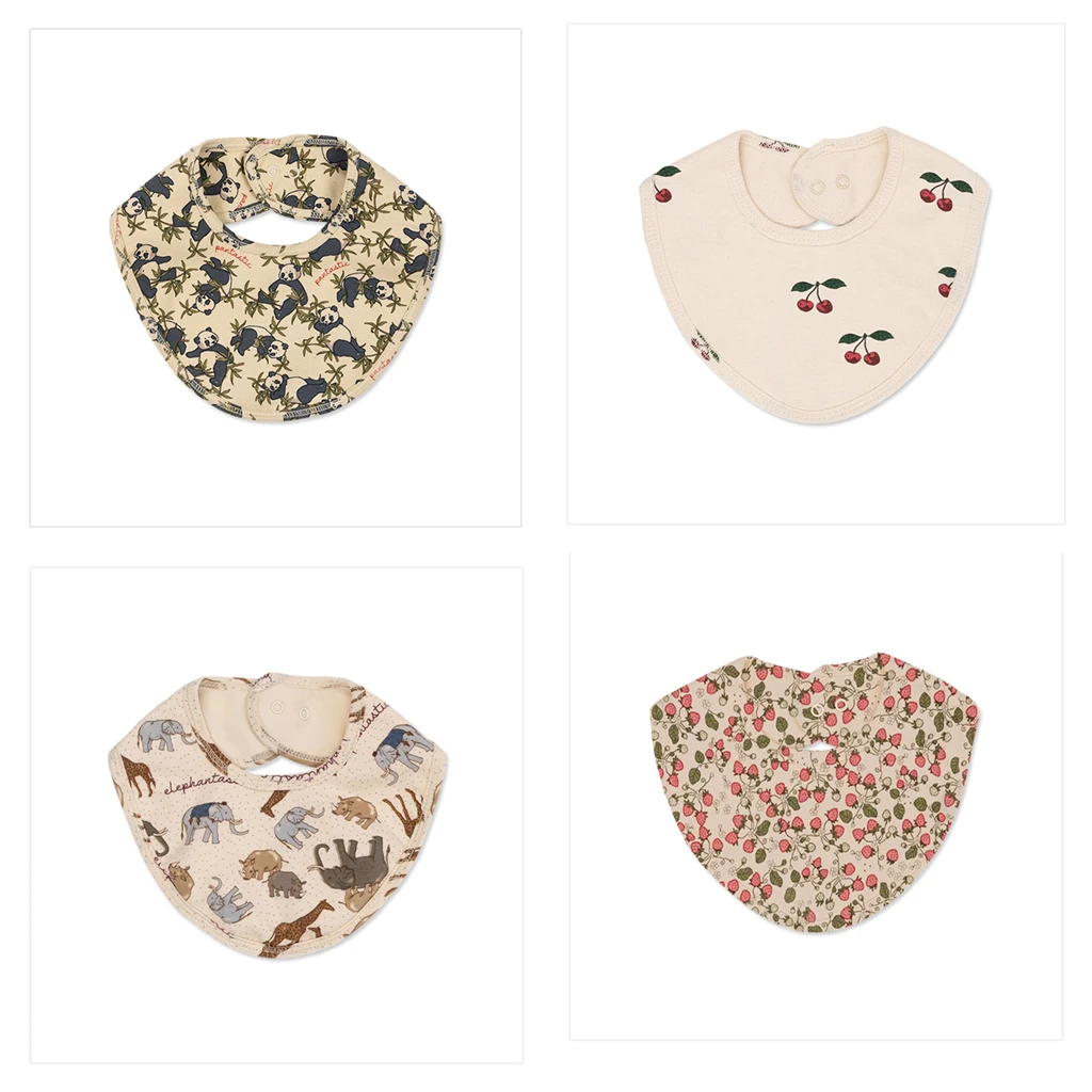 

4pcs/lot Baby saliva towel infant four seasons suction bib newborn bib Spring and autumn pure cotton flower boys and girls