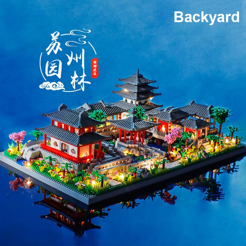 9234pcs City Street View China Suzhou Garden Model Building Blocks Traditional Architecture Micro Block Bricks Adult Collection