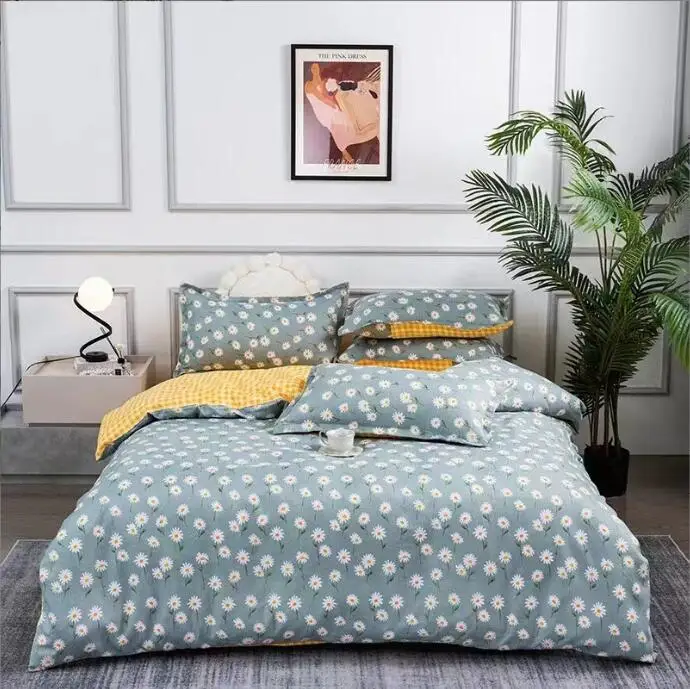 

flowers printing pure cotton bedding sets four pieces 100% cotton bed sheets sanding bed single person duvet sets