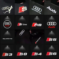 For Audi Sport RS A3 A4 B8 8P 8V A6L C7 C6 C5 A5 A8 Q3 Q5 Q7 B7 B6 B9 SLINE Quattro Car HD Door Welcome Light Led Projector Lamp