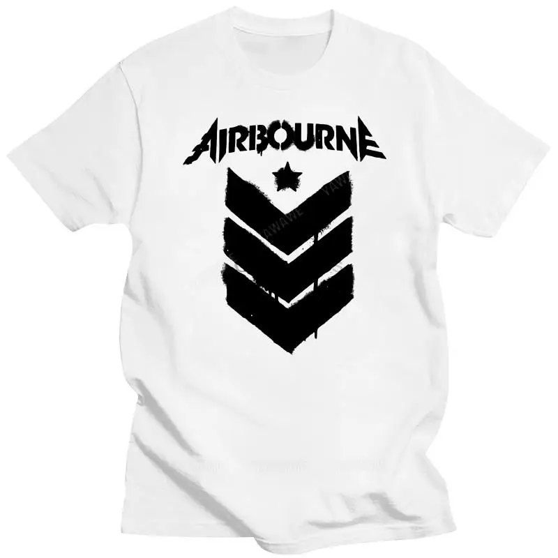 Mens brand fashion t-shirt Summer T shirts For Men Band AIRBOURNE STRIPES LOGO unisex short sleeve male casual tee-shirt top